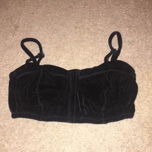 Velvet bandeau crop top